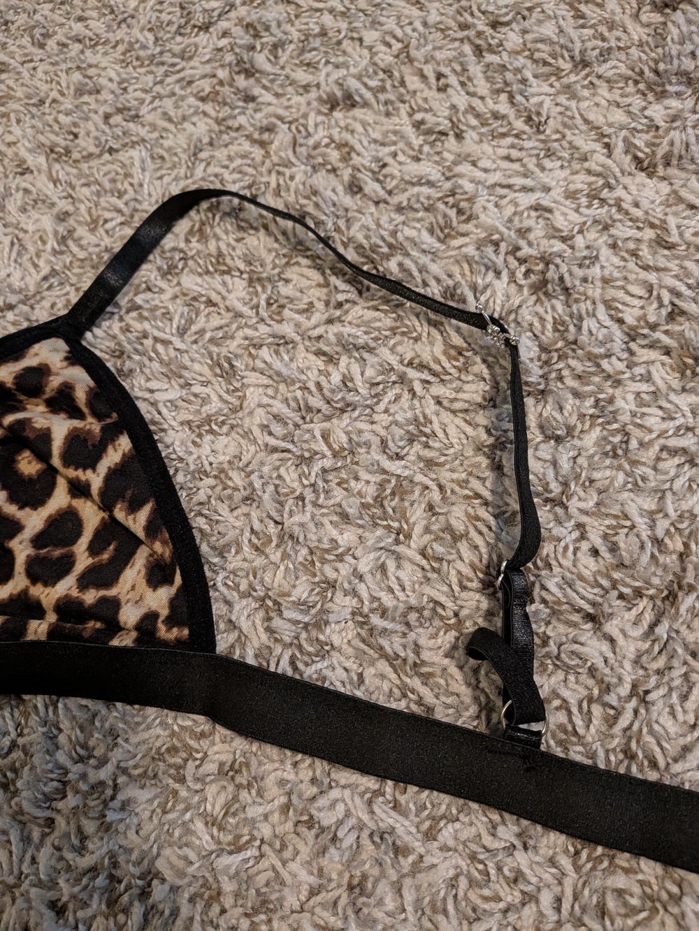 Leopard Print Triangle Bralette - Black Trim Nwot - Picture 2 of 7